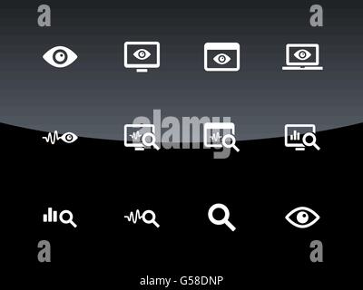 Monitoring icons on black background. Stock Vector