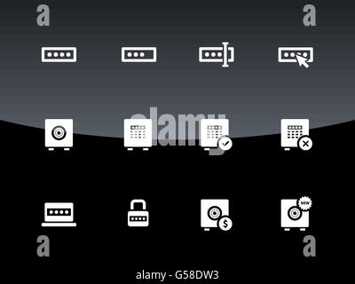 Password icons on black background. Stock Vector