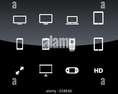Screens icons on black background. Stock Vector