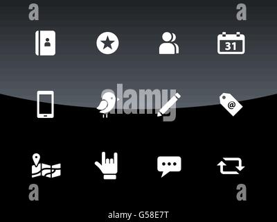 Social icons on black background. Stock Vector