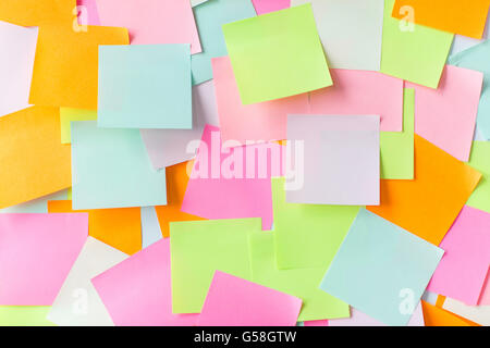 close up of colorful paper stickers Stock Photo
