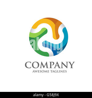 modern abstract circle 3d technology logo vector Stock Photo