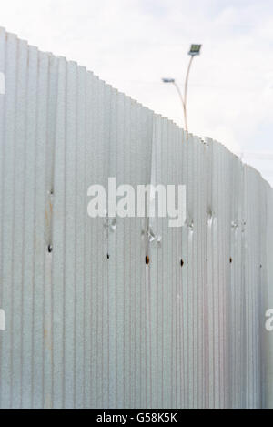 Corrugated metal fence Stock Photo
