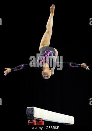 Horsham Gymnastics club's Jocelyn Hunt on the beam during the Men's and Women's Artistic Gymnastics British Championships at the Echo Arena, Liverpool. Stock Photo