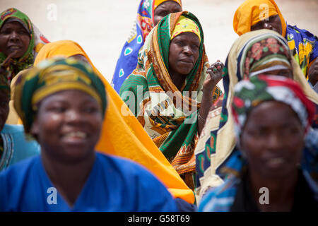 Community members attend a village meeting in Nampula Province, Mozambique. Stock Photo