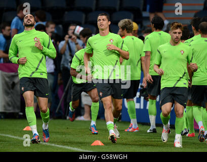 Soccer - UEFA Euro 2012 - Semi Final - Portugal v Spain - Portugal Training - Donbass Arena. Portugal's Cristiano Ronaldo during training at the Donbass Arena in Donetsk ahead of their Semi Final match against Spain tomorrow Stock Photo