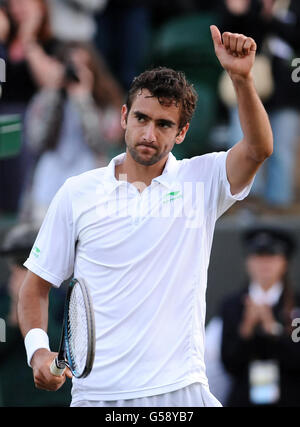 Croatia's Marin Cilic celebrates victory against The USA's Sam Querrey ...