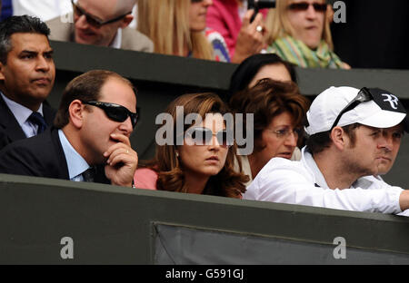 Mirka, wife of Switzerland's Roger Federer watches his first round ...