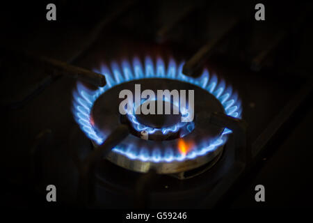 Blue Natural Gas Flames Stock Photo