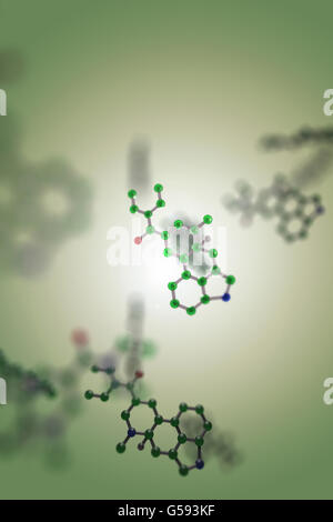 LSD (Lysergic acid diethylamide) molecules, also known as acid, is a psychedelic drug known for its psychological effects Stock Photo