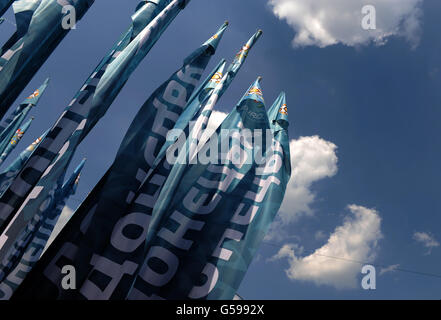 Travel Stock - Donetsk - Ukraine. Euro 2012 host city flags, Donetsk, Ukraine . Stock Photo