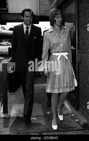 1973: The former Greek King (King of the Hellenes), Constantine, and his wife, Anne-Marie, at Heathrow Airport, London, after they had flown in for a surprise private visit to Britain. Stock Photo