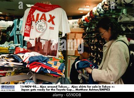 Toyota Cup, Tokyo, Japan - Ajax v Gremio - Ajax goods for sale in the Shibuya-Ku area of Tokyo Stock Photo