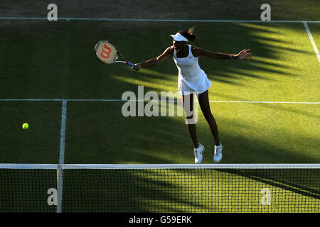 USA's Venus Williams in action in her doubles game with sister Serena against Serbia's Vesna Dolonc and Ukraine's Olga Savchuk Stock Photo