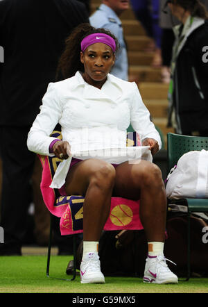 Tennis - 2012 Wimbledon Championships - Day Eight - The All England Lawn Tennis and Croquet Club. USA's Serena Williams before her match against Czech Republic's Petra Kvitova Stock Photo