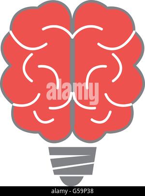 red brain and grey light bulb holder,vector graphic Stock Vector