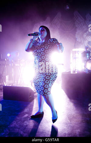 Beth Ditto of The Gossip performing at the Shepherd's Bush Empire in west London. Stock Photo