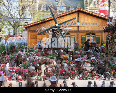 Dutch wind mill in market stall on Albert Square at Christmas Market in Manchester, England, UK