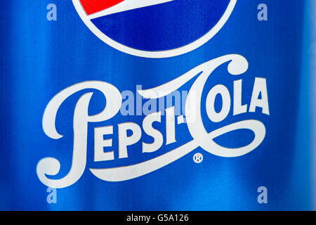 LONDON, UK - JUNE 16TH 2016: Close-up view of the Pepsi Cola logo, on 16th June 2016. The product is produced and manufactured b
