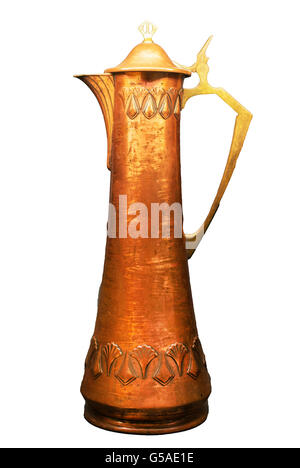 Old copper jug isolated on white. Stock Photo