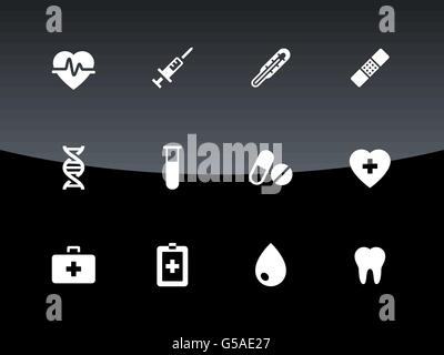 Medical icons on black background. Stock Vector