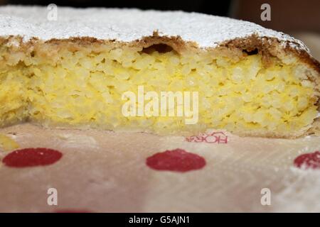 homemade rice cake covered with icing sugar Stock Photo