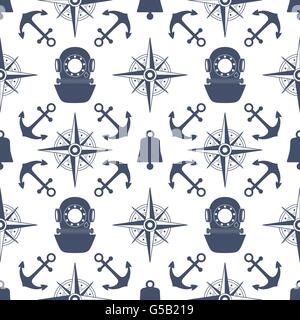 Vintage nautical seamless pattern Stock Vector