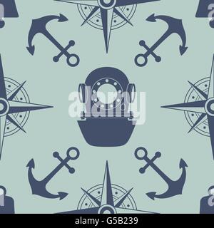 Vintage nautical seamless pattern Stock Vector