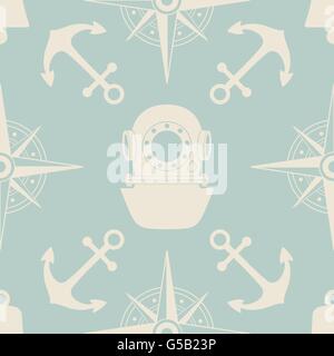 Vintage nautical seamless pattern Stock Vector