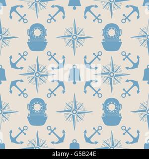 Vintage nautical seamless pattern Stock Vector