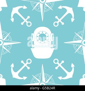 Vintage nautical seamless pattern Stock Vector