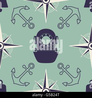 Vintage nautical seamless pattern Stock Vector