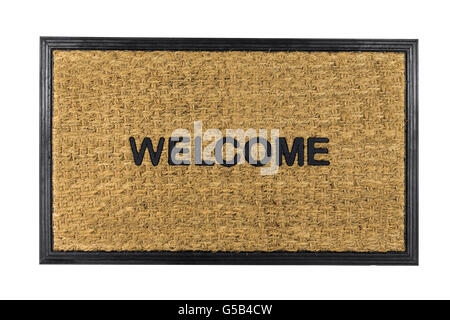Welcome mat isolated on white with clipping path. Stock Photo