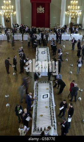 The scene at the largest Champagne tasting outside of France, in Banqueting House in Whitehall, London. Stock Photo