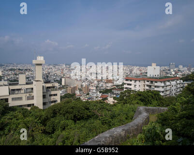 Naha City and the walls of Shuri Castle, Naha, Okinawa, Japan Stock Photo