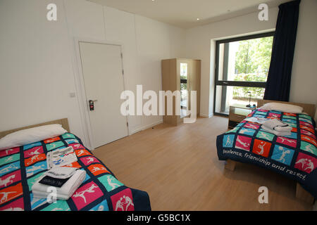 Olympics - London 2012 - Athletes Olympic Village. A general view of the Athletes bedroom in the Athletes Village at the Olympic Park, London. Stock Photo