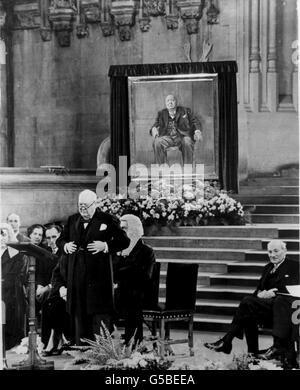 Churchill with portrait Stock Photo