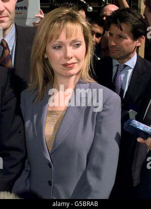 Ffion Hague, wife of Conservative leader William in Watford town centre, Hertfordshire, as the Tory leader launched his General Election campaign with a soapbox address. Stock Photo