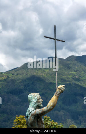 Statue of Jesus on Monserrate Mountain in Bogota, Colombia Stock Photo