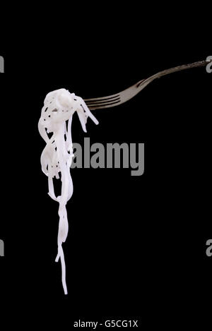 rice noodles on black background Stock Photo