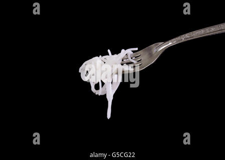 rice noodles on black background Stock Photo