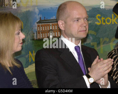 Conservative party leader William Hague stands with his wife Ffion at the Hambleton Leisure Centre, in Northallerton, as they listen to the declaration of votes in his seat of Richmond, Yorkshire. * Earlier, Mr Hague phoned Tony Blair to concede defeat in the 2001 General Election after the Labour party passed the 330 seats needed for a Commons majority. Stock Photo