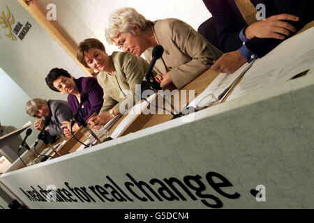 (L-R) Baroness Shirley Williams, Liberal Democrat home affairs spokeswoman Jackie Ballard, the party's international development spokesman Jenny Tonge and former party president Baroness Maddock at the party's central London press conference. * launching their manifesto for women. Baroness Williams said there should be more women and minorities in parliament for it to be truly representative of the nation. Stock Photo