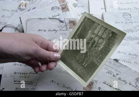 A photo of the Prince of Wales and his sweetheart Freda Dudley-ward, with some of the 260 love letters that the young Prince wrote to her. The letters from the Prince were written before the future King Edward VIII, met and later gave up, the throne for American divorcee Wallis Simpson. *The Prince met Mrs Dudley-ward in 1918, and continued their affair for 15 years until 1934. The love letters and various photos will come up for auction at Bonhams & Brooks in London. Stock Photo