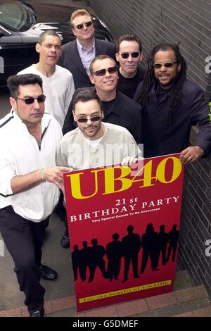 Rock band UB40 at their recording studios in Birmingham where they announced their very special 21st Birthday concert at the NEC on the 13th September. The band will be joined by stars from sport, including Brazilian striker Ronaldo. * ... for the show which will raise funds for the UN in their fight against Aids in Botswana. *13/6/2001 Rock band UB40 at their recording studios in Birmingham where they announced their very special 21st Birthday concert at the NEC on the 13th September. Pop Band UB40 were, returning to their home town to celebrate 21 years in the music business. The Stock Photo