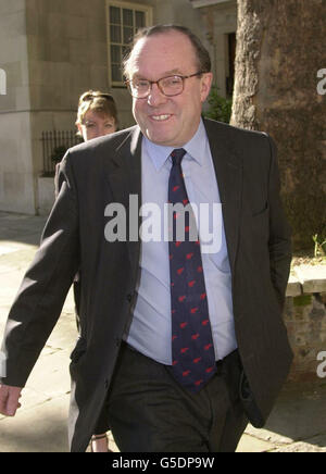 The Conservative party chairman Michael Ancram leaves his Westminster, London flat this morning and is set to become the fourth candidate for the Tory leadership to throw his hat into the ring. * Mr Ancram kept tight-lipped about his plans last night, but sources close to his campaign made clear that he would announce his candidacy this afternoon and stand on a platform of traditional Tory values. Stock Photo