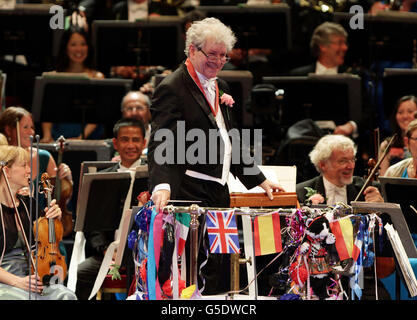 Conductor Jiri Belohlavekn during the BBC Last Night Of The Proms, at the Royal Albert Hall in London. Stock Photo