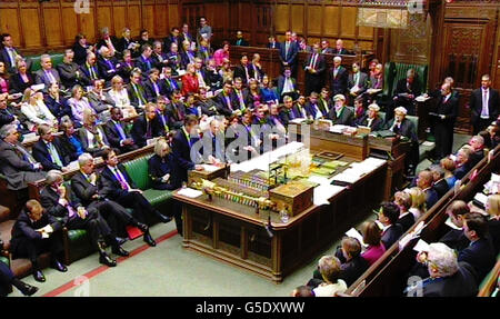 Prime Minister David Cameron delivers a statement in the House of Commons, London, on the Hillsborough report. Stock Photo