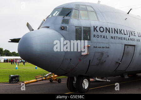 Royal Netherlands Air Force C-130H captured at the RAF Cosford airshow on Sunday 19 June 2016. Stock Photo