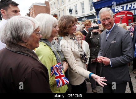 The Prince of Wales talks to well wishers during a visit to Ludlow in Shropshire today. Stock Photo